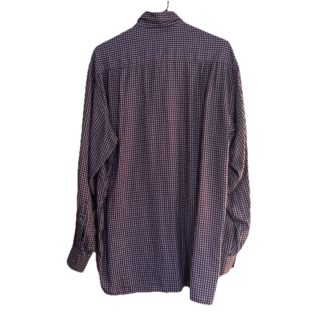 Ermenegildo Zegna Men's L Long Sleeve Button Up Purple Brown Gingham - Picture 5 of 16